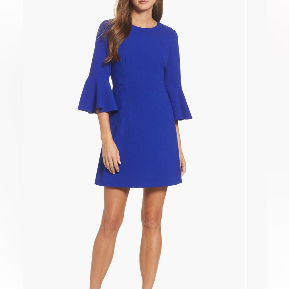 Vince Camuto Blue Bell Sleeve Dress